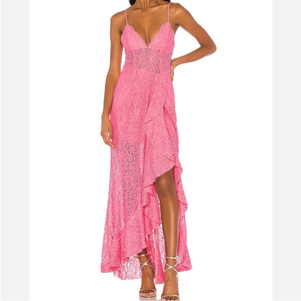 NBD Sinatra Sheer Lace Maxi Gown - Cake Pink - Size Small - NWT